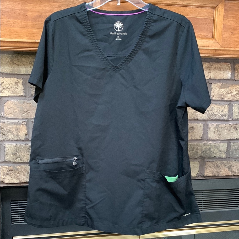 Healing Hands Black womens size xl scrub top euc
